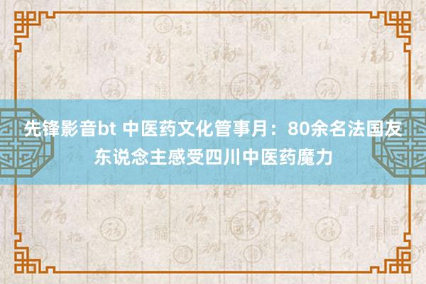 先锋影音bt 中医药文化管事月：80余名法国友东说念主感受四川中医药魔力