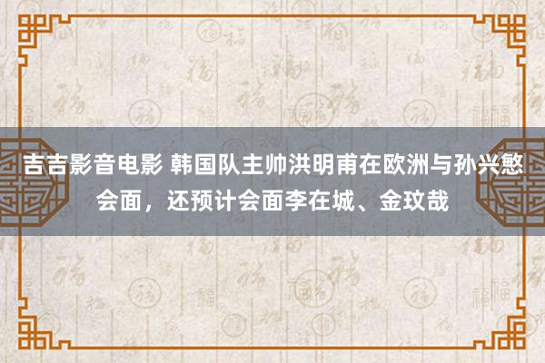 吉吉影音电影 韩国队主帅洪明甫在欧洲与孙兴慜会面，还预计会面李在城、金玟哉