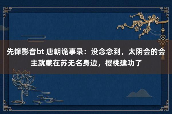 先锋影音bt 唐朝诡事录：没念念到，太阴会的会主就藏在苏无名身边，樱桃建功了