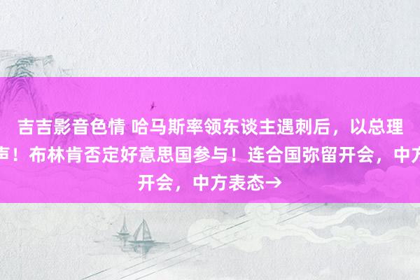 吉吉影音色情 哈马斯率领东谈主遇刺后，以总理初度发声！布林肯否定好意思国参与！连合国弥留开会，中方表态→