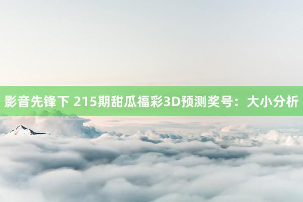 影音先锋下 215期甜瓜福彩3D预测奖号：大小分析