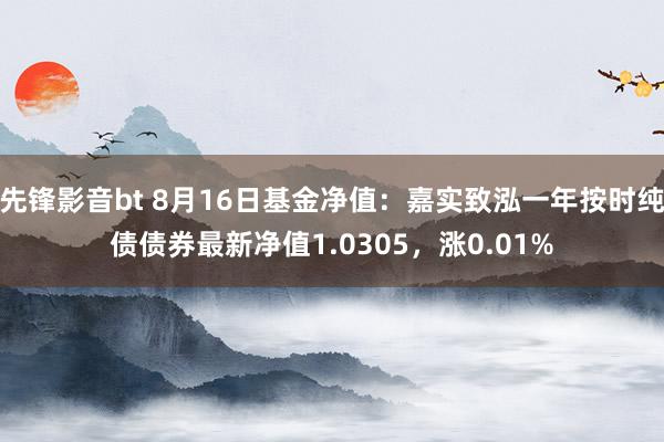 先锋影音bt 8月16日基金净值：嘉实致泓一年按时纯债债券最新净值1.0305，涨0.01%