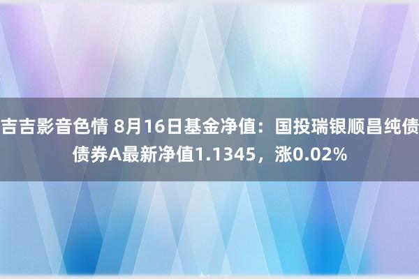 吉吉影音色情 8月16日基金净值：国投瑞银顺昌纯债债券A最新净值1.1345，涨0.02%