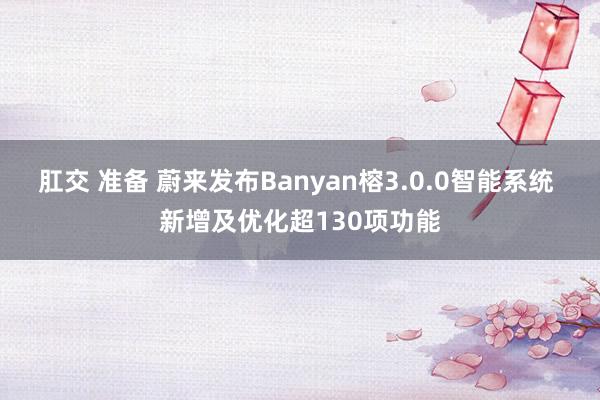 肛交 准备 蔚来发布Banyan榕3.0.0智能系统 新增及优化超130项功能