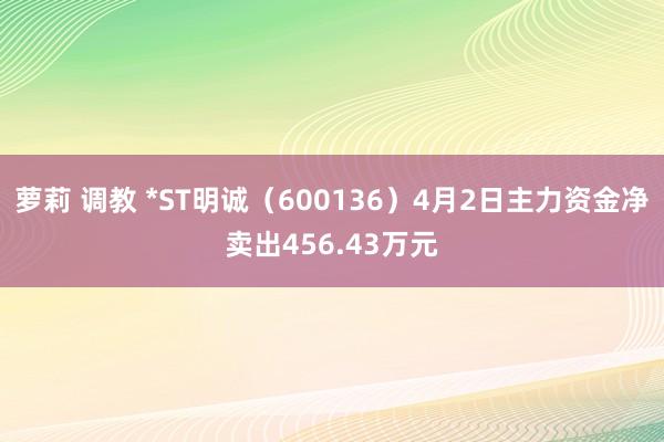 萝莉 调教 *ST明诚（600136）4月2日主力资金净卖出456.43万元